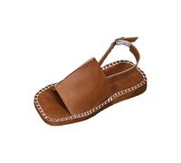 Cocila Walking Sandals Women'S New Summer Thick Large Size Buckle Fish Mouth Open Toe Beach Brown, 7 Chunky For Women Womens Leather Fisherman Slip On Low Wedge Ladies Modern Shoes Beaded
