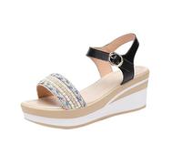 Cocila Walking Sandals Women'S Summer Round Toe Heel Thick Roman Sponge Cake Shoes Black, 5.5 Fabric Women Tan Leather Cute For Cream Flat Wedding Brown Size 5 6 Wide Fit Wedges Gold 7 Rose