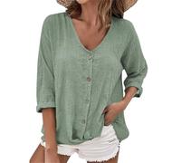 Cocila White Cardigan 3/4 Sleeve Blouses For Womens 2025 Summer V Neck Button Shirts Casual Plus Size Beach Tops Lightweight Jacket Cardigans Women Uk Light Pink Dresses Linen Jackets Purple Top