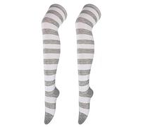 Cocila White Socks 1 Pair Christmas High Long Stockings For Womens Over Knee Party Costumes Striped Stocking (Grey, One Size) Black Ankle 4-7 Ladies Thick Navy Size 6-8 Uk Multipack Toe Women
