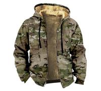 Cocila Winter Jackets for Men UK Thermal Puffer Long Sleeve Coats Parka Outdoor Parka Jacket Mid-Length Outerwear Coat Fleece Lined Jackets with Pockets Camo L