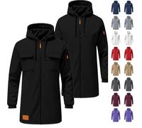 Cocila Winter Jackets for Men UK Thermal Warm Puffer Coats Thicken Padded Hoodie Jacket Solid Color Zipper Loose Cotton Coat Outwear with Pockets/No Pockets Black XXL