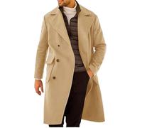 Cocila Winter Warm Solid Pocket Woolen Coat Men'S Thick Mid Length Pullover Rain Jacket (Khaki, L) Black Trench Men Long For Puffer Mens Coats Uk Superdry Faux Fur Pea Parka Parker With Hood