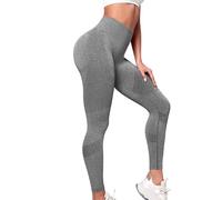 Cocila Women 3D Compression Leggings Scrunch Bums Seamless High Waisted Yoga Activewear Stretch Gym Lift Pants Anti Cellulite Workout Running Slim Soft High Waist Ladies Leggings Grey S