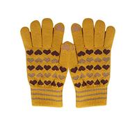 Cocila Women Can Enable Screen Gloves Warm Knitted Mittens Winter Keep Knitting Heart Printing Golves Students Outdoor Riding Hiking (Yellow, One Size) Waterproof Women'S Fingerless For Thermal