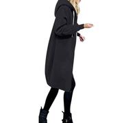 Cocila Women Casual Long Hooded Drawstring Solid Zip Jacket Pockets Zipper Coat Rains Waterproof Ponchos Family Faux Leather