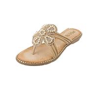 Cocila Women Classic Beach Flip Flops,Soft Rubber Slim Strap Shower Shoes Soft Toe Women'S Pearl Fashion Fowers Sole Sandals (Beige, 6.5) Flops Flop For Uk Pink Womens Arch Support Slippers