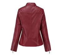 Cocila Women Classic Faux Leather Jacket Zipper Warm Winter Women Overcoat Leather Tops Outwear Jacket Short Coat Women's Coat Plus Size Coat for Women (Red, XXL)