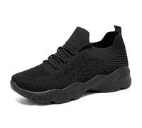 Cocila Women Comfy Orthopedic Walking Shoes Lightweight Slip-On Platform Height Boosting Women's Mesh Breathable Sneakers (Black, 5) Wedge Trainers for Wide Fit Ladies Girls Size 2 Work 9