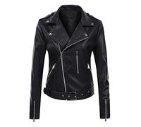 Cocila Women Faux Leather Shacket Womens Long Sleeve Leather Jacket Motorcycle Leather Jacket PU Leather Jacket Fashion Womens JacketCoat Long Women Vest Jackets (Black, XL)