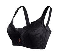 Cocila Women Full Cup Thin Underwear Plus Size Five Breasted Wireless Sports Bra Lace Breast Cover Large Vest Bras Running for (Black, 40/90E) Jelly High Impact UK 34Dd Womens and Padded Non