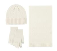 Cocila Women&Men Autumn Winter Warm Cute Wool Hat Scarf Gloves Three Knit Cap Screen Mittens Scarves Sets (White, One Size) Womens Hats Heated For Women Ladies Frozen And Set Accessories Girls