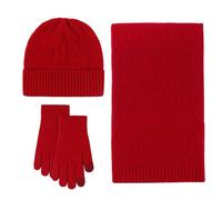 Cocila Women&Men Autumn Winter Warm Cute Wool Hat Scarf Gloves Three Knit Cap Screen Mittens Scarves Sets (Red, One Size) and Set Kids Accessories Ladies Hats Women Thermal Girls Frozen Womens