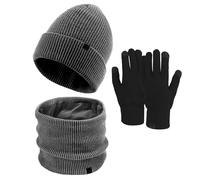 Cocila Women&Men Autumn Winter Warm Cute Wool Hat Scarf Gloves Three Knit Cap Screen Mittens Scarves Sets (Black, One Size) Womens Clothing Accessories Set Bucket Women'S And Men For Frozen