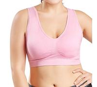 Cocila Women Pure Color Plus Size Ultra-Thin Large Bra Sports Bralette Full Cup Tank Tops Camisole Push Up Vest(6XL,Pink)