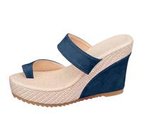 Cocila Women Sliders Slip-On Flip Flops Non-Slip Soft Sandals Lightweight For 2025 Slides Ladies Heel Comfortable Cushioned Footbed Recovery Mules Casual Daily Wear Shoes (Blue, 4) Walking