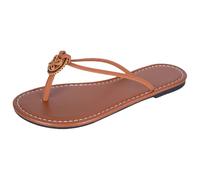 Cocila Women Sliders Slip-On Flip Flops Non-Slip Soft Sandals Lightweight Summer Beach Ring Beaded Slide Thong Flat (Brown, 4.5) Womens Flop Crocs Comfy Wide Fit Slippers Slip Ons Non Shoes