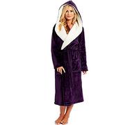 Cocila Women Soft Plus Size Robe Ladies Fluffy Warm Hooded Dressing Gown Plush Bath Robe Shawl Housecoat Nightshirts A-Purple