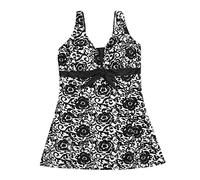 Cocila Women Swimming Costume Tummy Control Women's Plus Size Printed Backless Skirted Swimsuit with Bow Black Girls Womens Swim Suit Tuck Long Sleeve Swimwear Red Ladies One Piece Padded Shorts