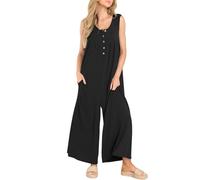 Cocila Women's Black Jumpsuit, XXL, High Waist & Wide Leg, Spring-Summer, Polyester/Spandex, Yoga, Gym
