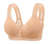 Cocila Women's Bras for Older Women Front Closure Bra No Underwire Opening with Breathable Cotton Strapless Plus Size (Beige, 44B) Womens Non Wired Wireless UK Sports Comfort Push Up Padded