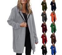 Cocila Womens Cardigans with Pocket Lightweight Long Sleeve Open Front Zip Up Cardigans for Women UK Elegant Casual Ladies Boyfriends Cardigan for Spring Autumn Grey M