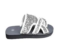 Cocila Womens Casual Flip Flops Yoga Mat Comfortable Cushion Arch Support Beach Sandals Hollow Slippers Flat Shoes Women'S Sequin (Silver, 6.5) Orthotic Comfy Rubber Women Summer For Clear Heels