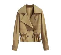 Cocila Women's Casual Long Sleeve Lapel Drawstring Double Breasted Short Coat Jackets for Women Small Ladies Rain Mac Cycling Waterproofs