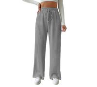 Cocila Women's Casual Wide Leg Pants Women's Elastic High Waisted Solid Color Casual Loose Straight Tube Waist Texture Knitted Wide Leg Pants Plus Size Leggings with Pockets