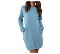 Cocila Women's Classic Long Sleeve T-Shirt Fashion Women's O Neck Long Sleeve Pocket Sweatshirt Long Blouse Top Dark Tee Shirt (Sky Blue, M)
