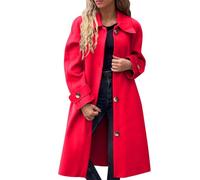 Cocila Womens Coat Elegant Overcoat Single Breasted Winter Dress with Pockets Thick Coats for Women (Red, XL) Ladies Waterproof Jackets Jacket Lightweight Rain Long UK Bed Faux Fluffy Light