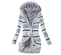 Cocila Women's Fall Long Cardigans Ladies Hooded Overcoat Warm Winter Knitted Thick Printed Button Up Plus Size Mid-Length Outwear Coat Jacket Womens Cardigans Leopard Print (Blue, S)