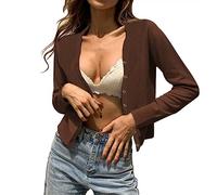 Cocila Women's Fall Long Cardigans Womens Vintage Shawl Collar Cardigan Ribbed Trim Button Down Knit Sweater Tan Sweater Women (Coffee, XL)