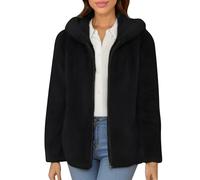 Cocila Womens Faux Fur Fleece Fuzzy Jacket Winter Warm Sherpa fluffy Full-zip Breathable Coat with Hood Soft Casual Long Sleeve Outerwear Running Lightweight Sweatshirt Oversized Black XXL