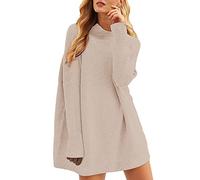 Cocila Women's Fisherman Jumper Pullover Women Autumn and Winter Turtleneck Loose Pullover Solid Color Mid Length Knitted Sweater Sweaters for Women from