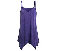 Cocila Womens Handkerchief Hem Flowy Casual Summer Casual Loose V Neck Spaghetti Strap Blouse Shirts Camisoles Tank Tops Vest