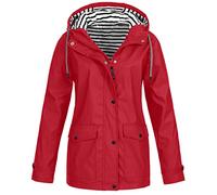 Cocila Womens Jackets Women's Outdoor Waterproof Jackets Raincoat Solid Color Hooded Jacket Windproof Outdoor Coat Plus Size Women's Coat