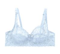 Cocila Women's Lace Full Coverage Bra Unlined Underwired Support Minimiser Plus Size V Neck Bralette Sports See Through Underwired Bralette Women Beauty Non Padded Lace Bras Sky Blue 38