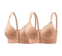 Cocila Women's Large Sized Front Button Bras That are Breathable Comfortable and Can in Breasts. Middle Mothers' Without Underwire Wireless Support for Women (Beige, 44) Non Wired Seamless Bra