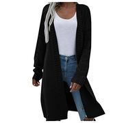 Cocila Women's Long Sleeve Open Front Cardigan - Mid Length Style Sweater Coat for Autumn and Winter - Button up Sweaters (Black, S)
