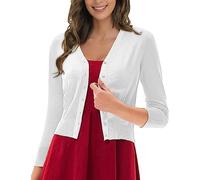 Cocila Women's Long Sleeve Open Front Cardigans Women's Solid Color Long Sleeved Knitted Sweater Cardigan Sweater Women's Spring And Autumn Short Thin Of Large Size Jacket Kimono Cardigans (White, XL)