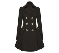 Cocila Women's Long Sleeved Back Pleated Hem Irregular Skirt Medium Length Outerwear Windbreaker Full Black Leather Coat Plastic Rain Macks Waterproof Army Poncho