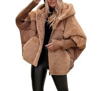 Cocila Women's Long Sleeved Patchwork Winter Casual Coat Plus Size Snowmobile Jackets (Khaki, L) Ladies Waterproof Jacket Raincoat Light Weight for Women UK Coats Womens Lightweight Fluffy Short