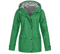 Cocila Womens Long Waterproof Jacket Hooded Women Rain Raincoat Solid Hooded Jacket Windproof Outdoor Coat Plus Women's Coat Womens Fleece Zip up Jacket (Green, L)
