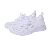Cocila Womens Mesh Running Trainers Athletic Walk Gym Shoes Summer Versatile Mesh Upper Openwork Breathable Soft Comfortable Casual Sneakers White