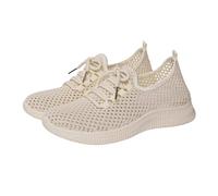 Cocila Womens Mesh Running Trainers Athletic Walk Gym Shoes Summer Versatile Mesh Upper Openwork Breathable Soft Comfortable Casual Sneakers Beige