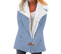 Cocila Womens plus Jackets Women Casaul Winter Fashionable Long Sleeve Solid Pocket Cardigan Button Top Sweater Knit Hooded Coat Blouse Plush Light Jacket plus Size Women