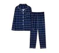 Cocila Womens Pyjamas Set Loungewear Long Sleeve Button Down Nightwear 2 Piece Sleepwear Trousers with Pockets Ladies Loose Fit Soft PJs Set Lounges Wear Sets Outfits Pajamas Dark Blue XXL