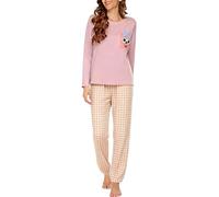 Cocila Womens Pyjamas Set Loungewear Round Neck Lightweight Long Sleeve T-Shirt & Bottom Pants Fashion Winter Nightwear Cosy Sleepwear Soft & Comfortable Pjs Sets 2025 Pink 4XL
