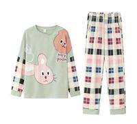 Cocila Womens Pyjamas Set Loungewear Round Neck Lightweight Long Sleeve T-Shirt & Bottom Pants Fashion Winter Nightwear Cosy Sleepwear Soft & Comfortable Pjs Sets 2025 Mint Green XXL